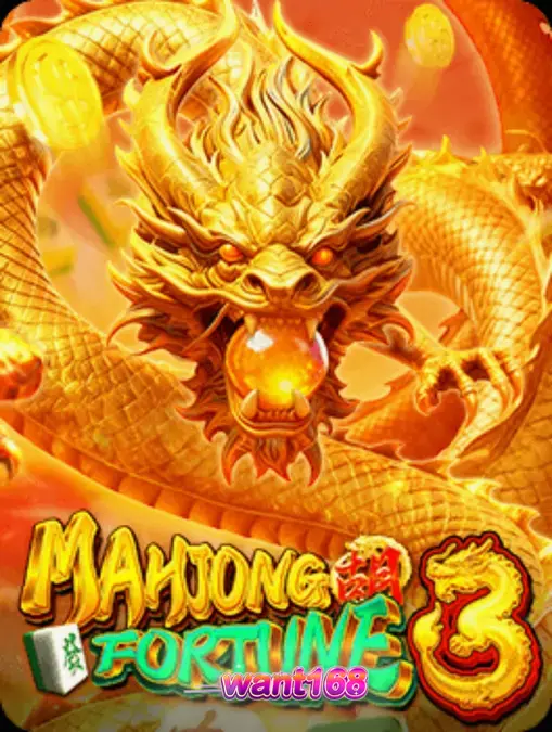 Tampilan visual slot Mahjong Fortune 3 dengan tema naga emas